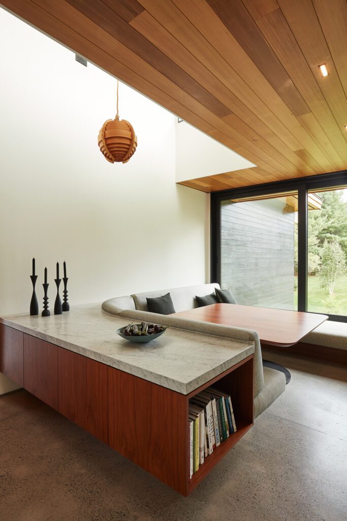 Custom breakfast nook with light coming in from two directions