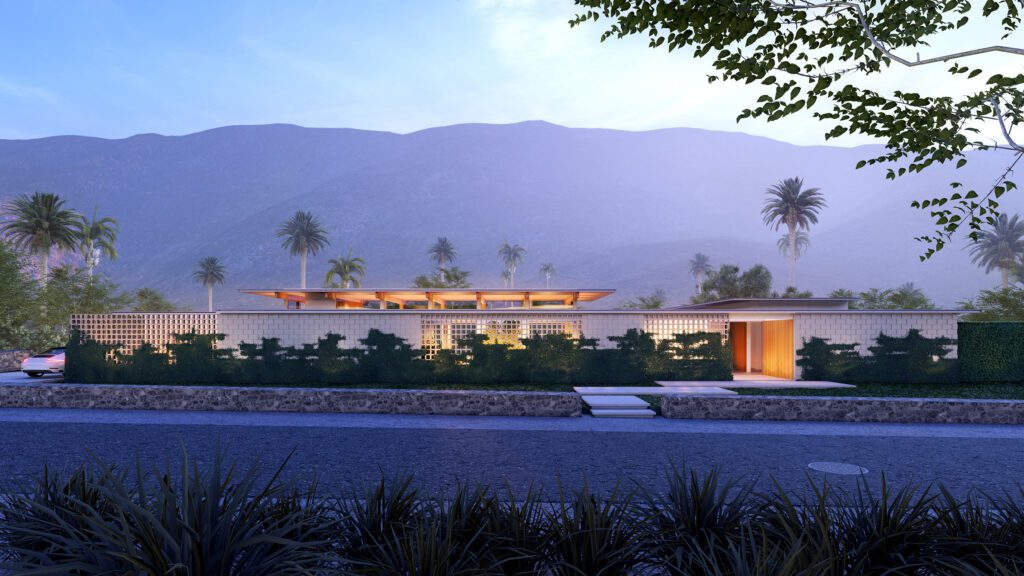 View of the entry facade of a Palm Springs home