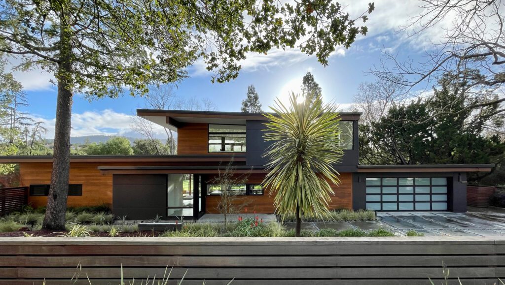 Front facade of a modern home in California