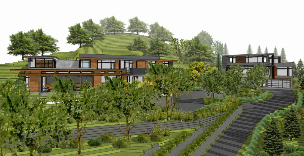 Rendering of a home on a hillside in Mill Valley, CA