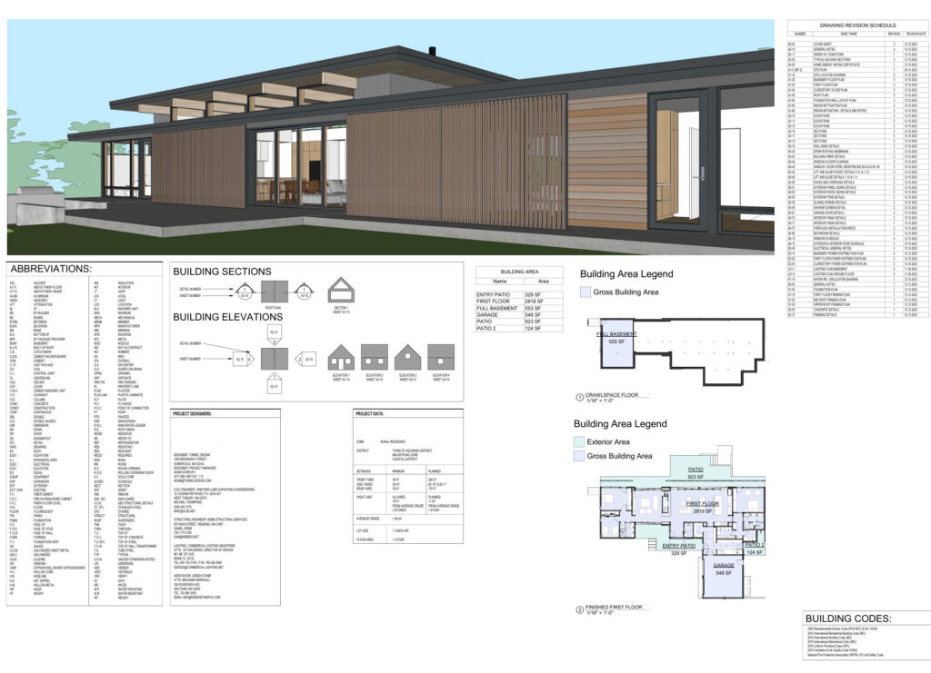 Permit cover sheet for a modern home